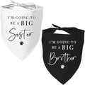 2 Pack Dog Bandanas for Pregnancy Announcement, I'm Going to Be A Big Brother Sister Cute Adjustable Pet Bandana Scarf for Small Medium Large Dogs, Gender Reveal Dogs Accessories (Black&White)