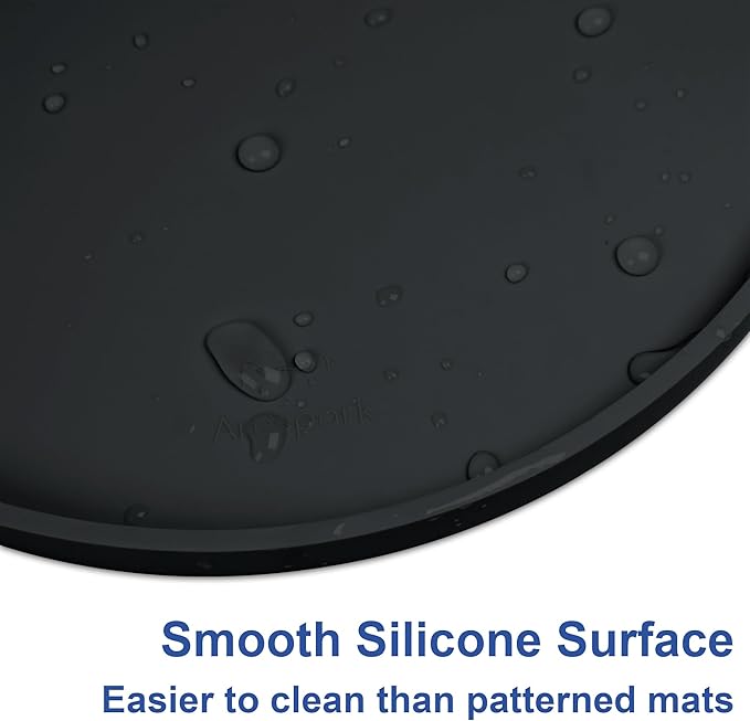 4 PCS Thickened Pet Silicone Food Mat, Nonslip Waterproof Cat Dog Feeding Bowl Mats with Raised Edges for Food and Water Prevent Spills, Round Eating Tray for Floors, Puppy Kitten, 10'' x 10''