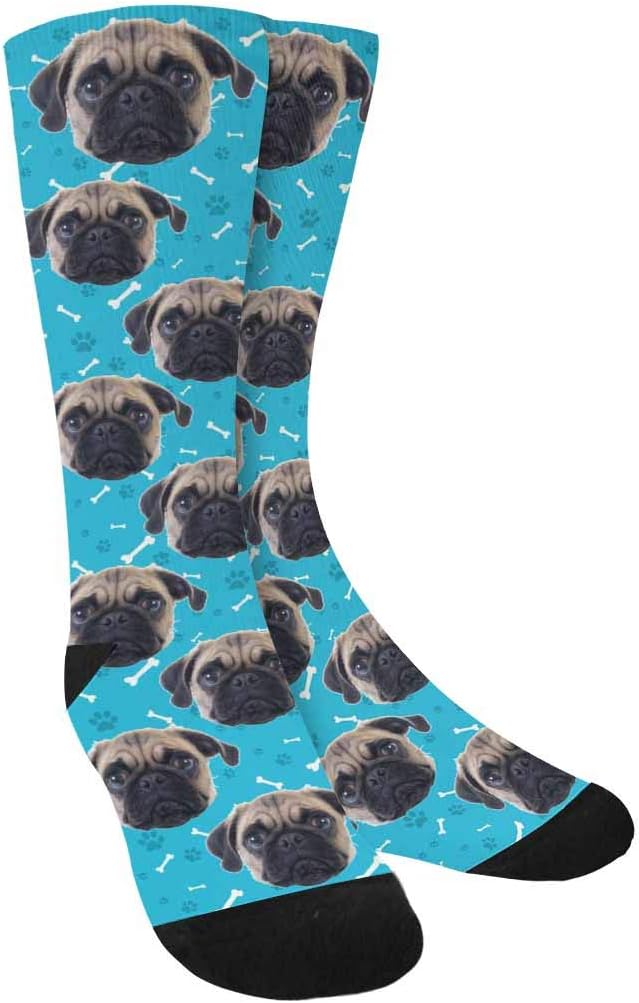 Custom Face Socks, Personalized Dog Lover Pet Photo Picture on Socks Unisex Athletic Crew Socks for Men Women