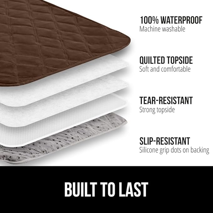 GORILLA GRIP Waterproof Bed Cover for Dogs, 102x82, Gripped Slip Resistant Backing, Leak Proof Washable Dog Blanket Covers Sofa, Couch, Sectional, Crate, Car, RV Seats, Pet Puppy Essentials, Brown