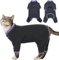 Sticky Cat Clothes Stretchy, Sphynx Hairless Sweater & Pajamas for Cats only, Soft Cat Onesie for Cats After Surgery Female Male & Hair Loss Prevention, Black 2XL