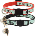 2 Pack Glow in The Dark Cat Collar with Bell Breakaway Safety Cat Puppy Collars with Pendant Red and Black