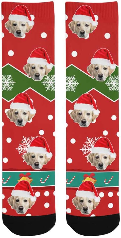 Custom Face Socks, Personalized Dog Lover Pet Photo Picture on Socks Unisex Athletic Crew Socks for Men Women
