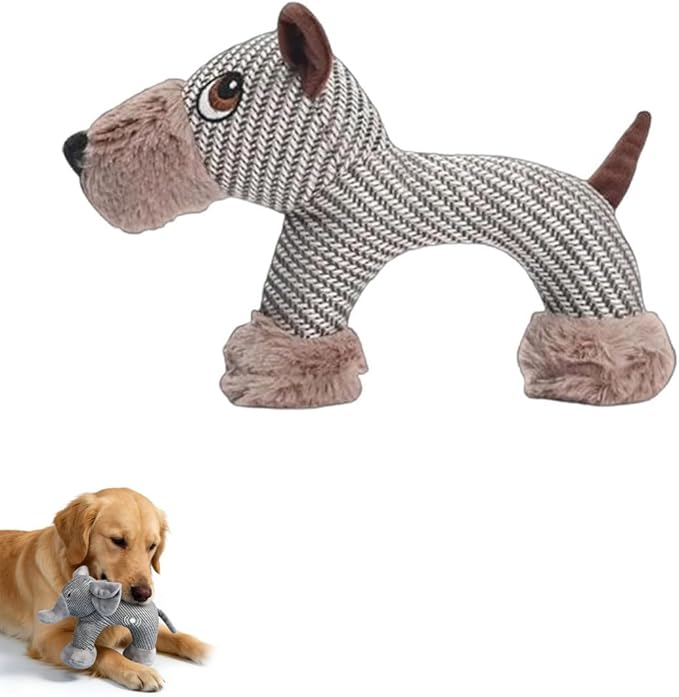 Xcho Linen Safari Companions Squeaky Dog Chew Animals Indestructible Dog Chew Toys Puppy Toys to Keep Them Busy for Small Medium Dogs Uitable for Indoor and Outdoor Throwing Play(Dog)