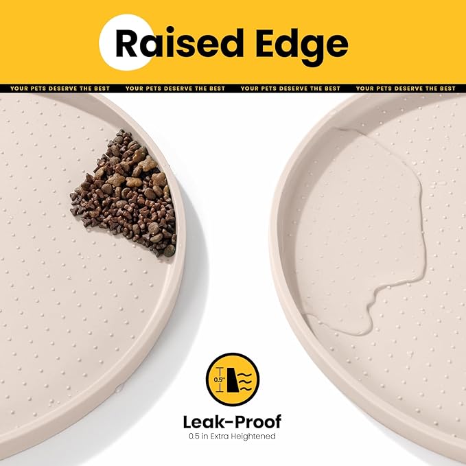 Dog Food Mat,Raised Edges Pet Food Mats for Spill Containment,BPA-Free Silicone Cat Dog Feeding Mat for Floor Waterproof,Rubber Pet Placemats for Food and Water Bowls 1/2 Inch