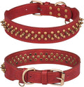 Spiked Dog Collar Soft Pu Leather Mushrooms Rivet Spike Studded Puppy Adjustable Pet Collars for Small Breeds (XS, Red2)