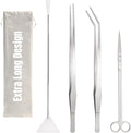 Hiceeden 4 Pcs 15 Inch Long Aquarium Aquascape Tools, Stainless Steel Aquascaping Tools Kit Include Aquarium Tweezer, Scissor, Spatula, Aquatic Plants Tool Set with Storage Pouch for Fish Tank