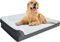 Amazon Basics Washable L-Shaped Dog Bed for Large Dogs, Anti-Slip Pet Sofa Bed for Indoor Dogs, Crate Bed, 42x30x8 Inches, Gray, Large