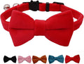 Cat Collar Breakaway with Bell and Removable Bow Tie Safety Buckle Velvet Adjustable 7-11 inches for Kitten Cats (Red)