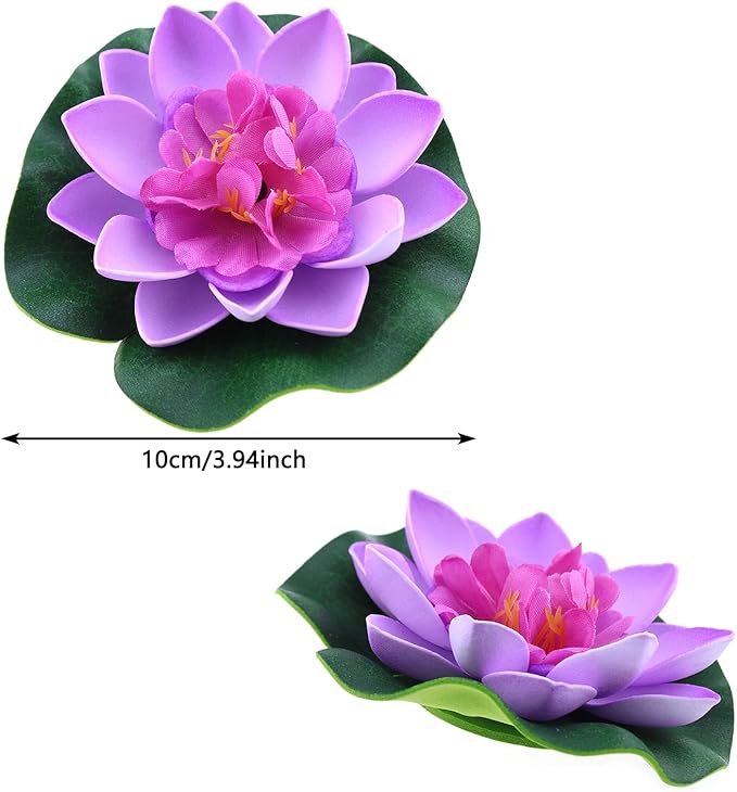 2PCS 10CM/3.94Inch Birdbath Fountain Accessory Lotus Leaf Flower Floating Spray Garden Supply Lotus Decoration Faux Artificial Lotus Flower for Garden Pond and Swimming Pool Decoration