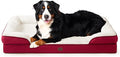 EHEYCIGA Orthopedic Dog Beds for Extra Large Dogs, Waterproof Memory Foam XXL Dog Bed with Sides, Non-Slip Bottom and Egg-Crate Foam Big Pet Couch Bed with Washable Removable Cover,Red