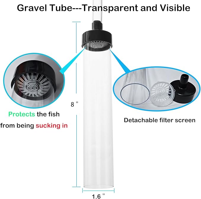 6ft Aquarium Siphon Vacuum Cleaner, Hand Siphon Pump Water Changer for Fish Tank Cleaning Gravel & Sand