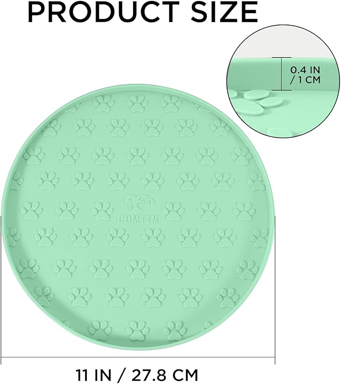 Comtim Waterproof Dog Food Mat - 2 Pack Silicone Pet Food Mat Dog Food Bowl Mats Cat Water Mats Eating Tray, Non-Slip Pet Placemat with Lip for Messy Drinkers to Protect Floor,Mocha Green 11"
