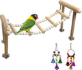 PINVNBY 3PCS Bird Ladder Bridge, Natural Wood Climbing Ladders Flexible Parrot Swing Toys for Parakeets, Cockatiels, Lovebirds, Amazon Parrots, Conures (11 x 6.3 x 6.7 inches)