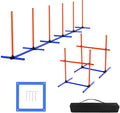 Dog Agility Training Jumping Hoop for Small Medium Dogs, Adjustable Height Pet Exercise Equipment for Outdoor Backyard (Weave Poles)