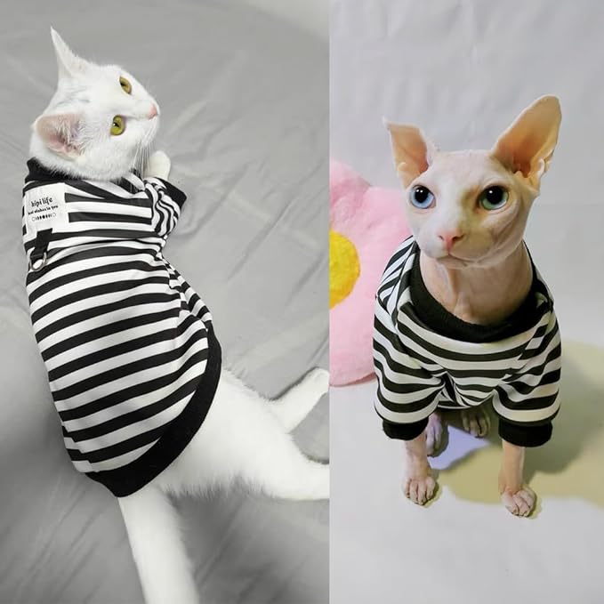 Autumn Dog Sweater with Leash Ring Warm Striped Puppy Shirt for Small Dog Girl Boy Cat Sweater Winter Pet Clothes Pomeranian Chihuahua Cold Weather Coat (Black, X-Small)