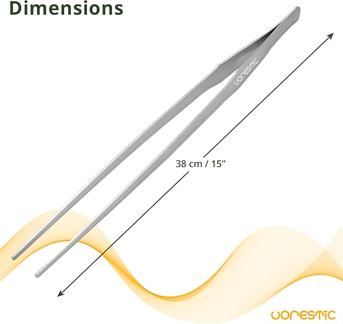 VORESTIC Straight Aquarium Tweezers 15 Inch, Stainless Steel Long Tweezers for Fish Tank Planting, Aquascaping, Aquarium Plant Care, Terrarium Tool and Long Fish Tank Planting Tongs
