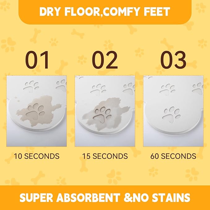 Diatomaceous Earth Dog Food Mat, Large 19.6"x9.8" Bone Shape with Paw Print Design, Super Absorbent Fast Drying Non-Slip Pet Bowl Mat for Food and Water, Waterproof Floor Mat for Small Medium Dogs
