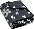 Dog Blanket, Soft Fleece Dog Blankets for Small Medium Dogs, Fluffy Flannel Pet Cat Puppy Blanket Mat Cover for Bed Couch, Cute Paw Print Throw Blanket for Dogs, Black 40"X30"