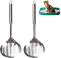 Kakalote 2pcs Cat Litter Scoop, Stainless Steel Durable Litter Scoop for Cat Mesh Shovel Long Handle(12.2inchs Length)