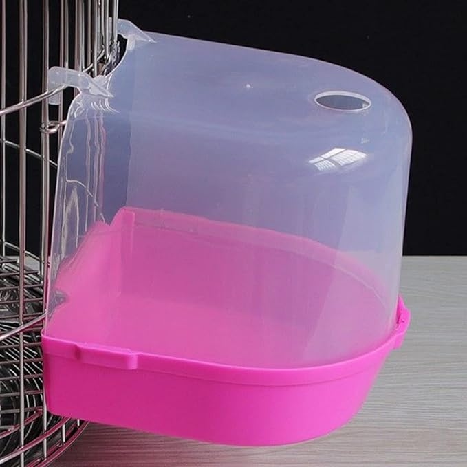 Bird Bath Cage, Cleaning Pet Supplies Bird Bathtub with Hanging Hooks Come with Free Water Injector for Parrots Spacious Parakeets Portable Shower for Most Birdcage Random Color (M)