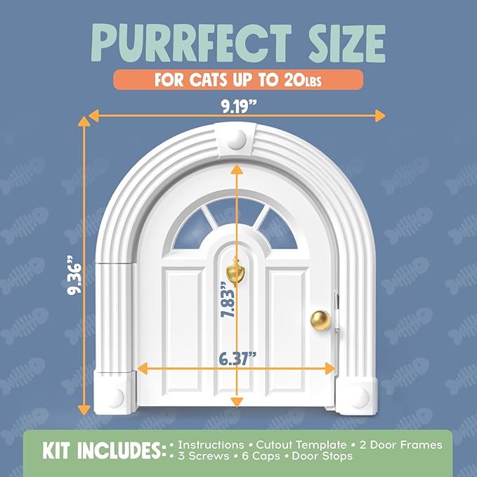 Purrfect Portal Meow Manor® Cat Door Interior Door - No-Flap, Fits Cats Up to 20 lbs, Easy DIY Setup, No Training Needed