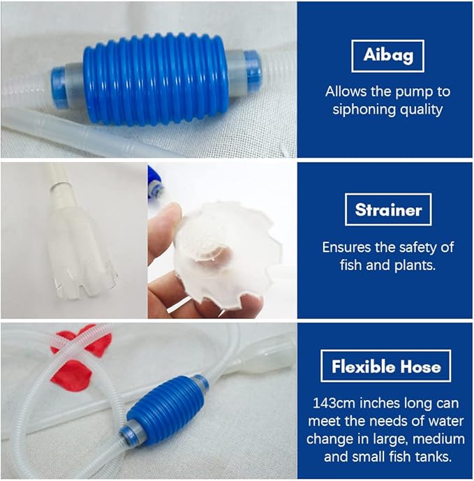 Haofy 5 in 1 Aquarium Fish Tool Cleaning Tools Kit Aquarium Gravel Cleaner Siphon Fish Tool Cleaner Water Changer for Terrarium Aquarium Scissors