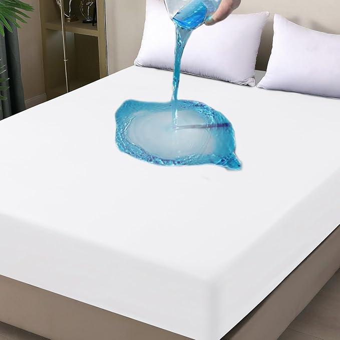 Twin XL Mattress Protector Waterproof, Fitted Sheet Style Breathable Mattress Cover with Deep Pocket Fits Up to 18'', Noiseless Bed Cover for Kids Adults Pets, Machine Washable (White, 39'' X 80'')