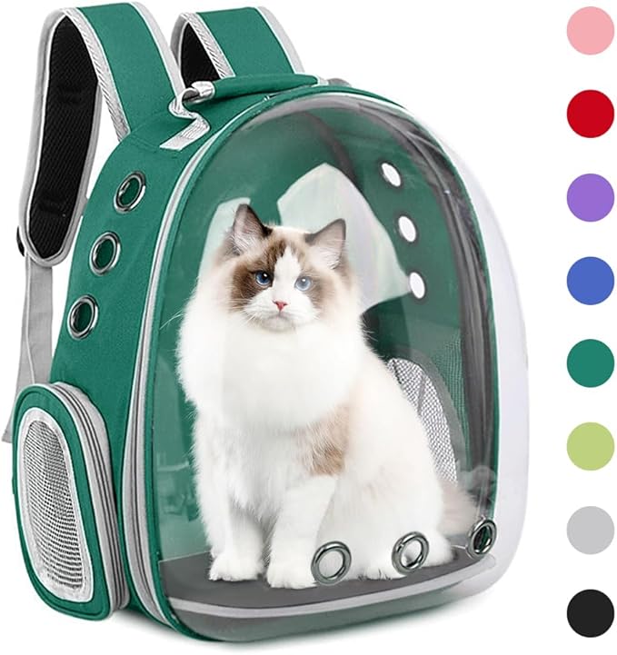 Pet Backpack Carrier,Bubble Backpack Cat Carrier,Pets and Small Dogs,Space Capsule Pet Carrier for Traveling, Walking, Hiking and Outdoor Activities (Dark Green)