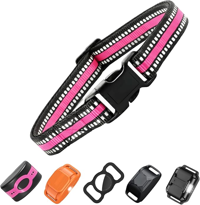 Dog Training Collar Replacement and Shock Collar Strap - 3/4 Inch Wide Adjustable Nylon Band with Reflective Replacement Strap for E Collar and Bark Collar (Pink)