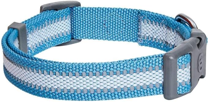 Blueberry Pet Essentials Matching Large Dog Collar | Adjustable Classic Solid Color Nylon Dog Collars for Large Dogs | Reflective Sky Blue Dog Collar for Large Dogs