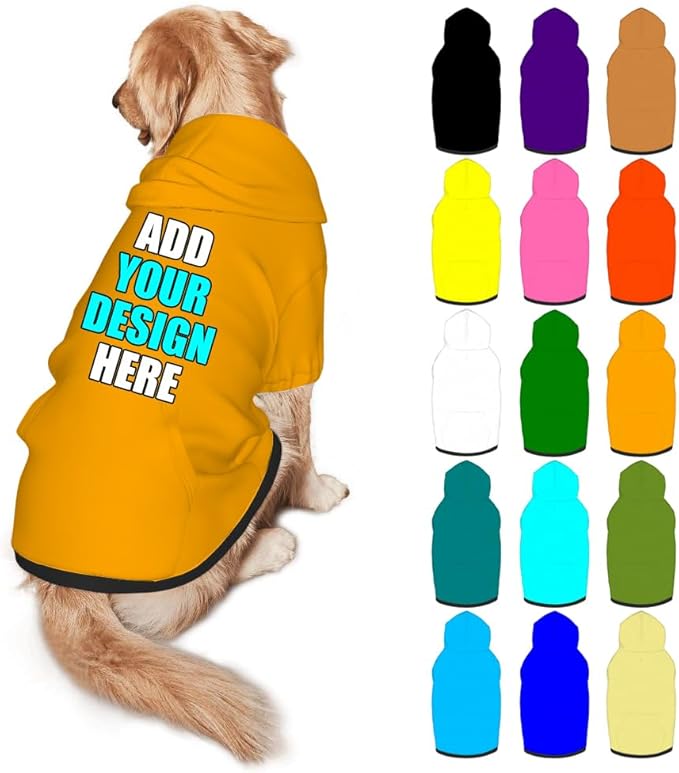 Customized Dog Hoodie with Name Logo Personalized Text Soft & Warm for Puppy Sweatshirt Hooded for Small Medium Large Dogs Girl/Boy Cats/Kitten, Orange, M