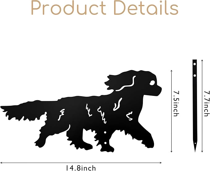Running Cavalier King Charles Spaniel Garden Statue Gift – Rustproof Metal Outdoor Dog Decor with Garden Stake, Cavalier King Charles Spaniel Gifts for Pet Lovers, Memorial Gifts, Patio Lawn Yard Art