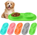Small Size Puppy Dog Bowls: Food and Water Bowls Set for Small Dogs, No-Spill Non-Skid Dog Dish, Green
