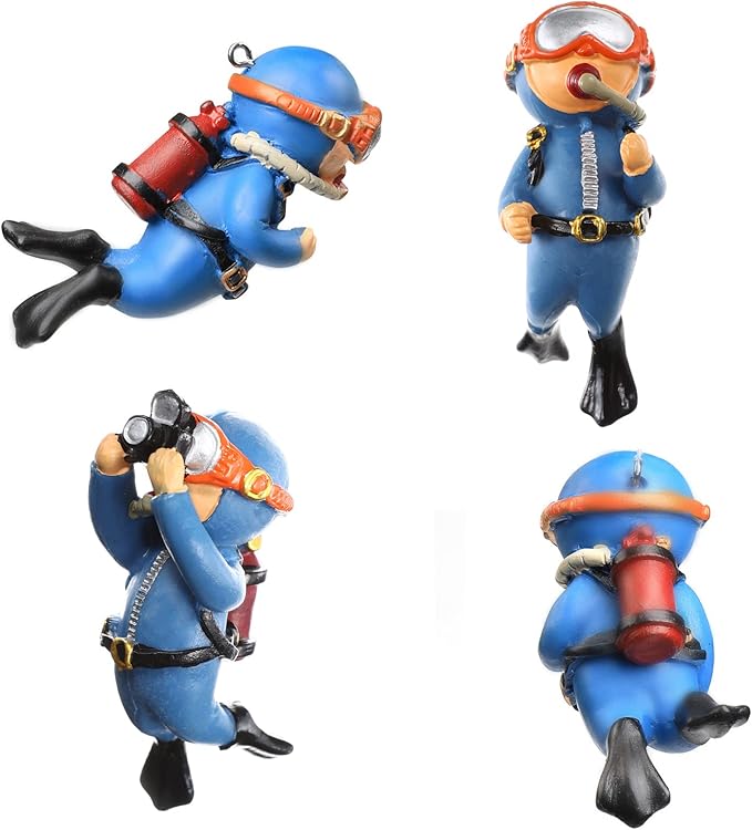2-Pack Cute Little Diver Aquarium Decorations - Floating Aquarium Accessories for Fish Tanks