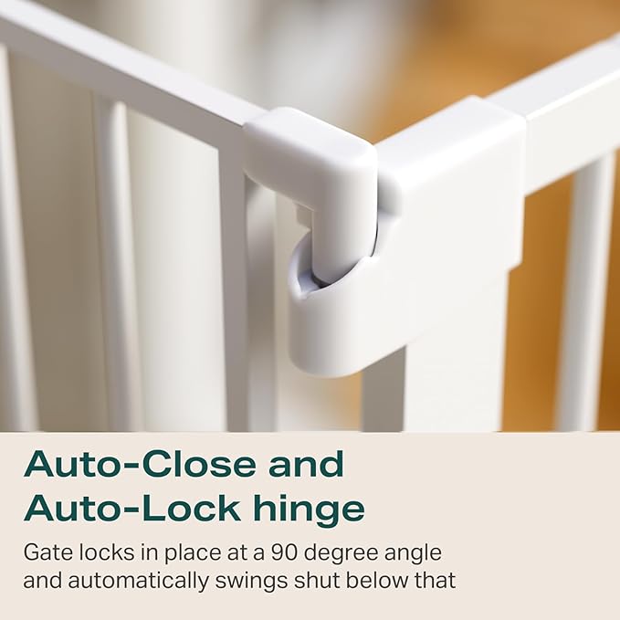 Cumbor 36" Extra Tall Baby Gate for Stairs, 29.7-40.6"(Extensions Included) Wide Dog Gate for Doorways, Pressure Mounted Auto-Close Pets Gates for Dogs Indoor, Durable Safety Child Gate, White
