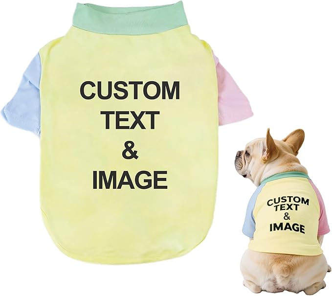 Custom Dog Shirt,Personalized Pet Apparel with Name Text Photo Image,Lightweight Breathable Puppy Kitten Cotton Vest for Small Medium Large Dogs Cats,Puppy Gift (Dopamine Yellow, X-Large)