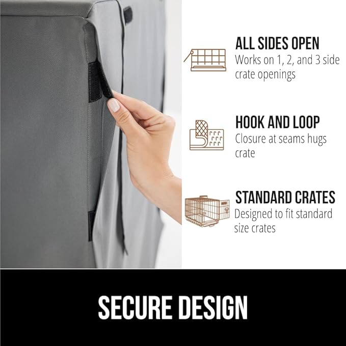 GORILLA GRIP Dog Crate Covers Compatible with Amazon Basics Dog Crates, All Sides Open, Privacy Cover Fits 36" Wire Kennel, Breathable Mesh Windows, Light Reducing Puppy Training Cage Topper, Gray