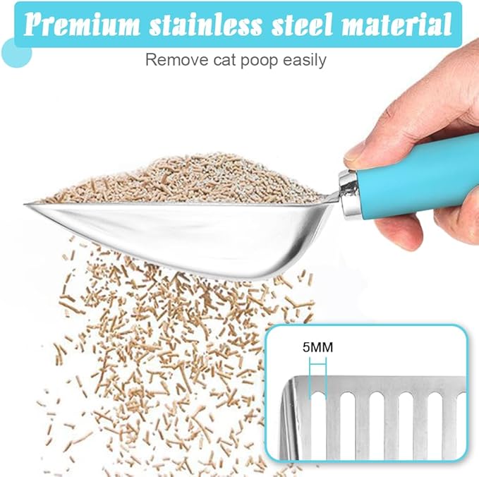 Cat Litter Scoop - Stainless Steel Metal Cat Litter Scoop-Sturdy Mesh Scooper - Mesh Shovel-Easy to Clean - Suitable for Cat Litter Box -Blue-Christmas