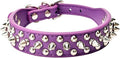 Spiked Dog Collar Soft Pu Leather Mushrooms Rivet Spike Studded Puppy Adjustable Pet Collars for Small Breeds (L, Purple)