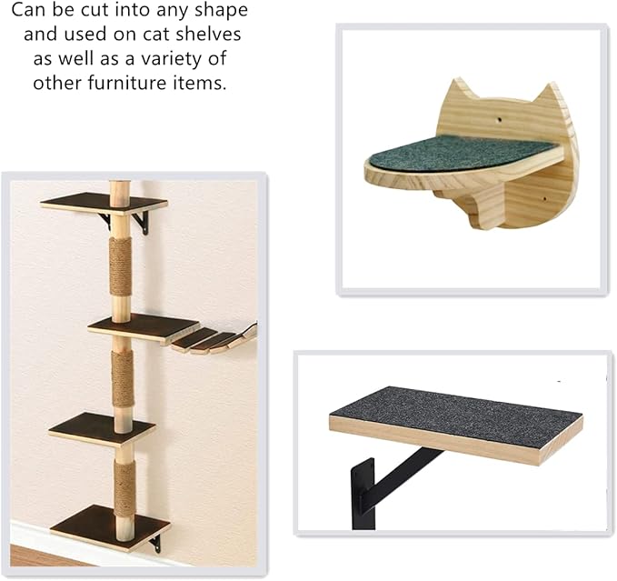 SHENGOCASE Trimmable Self-Adhesive Felt Mat Pad Replacement for Cat Tree Shelf Shelves, Cat Wall Furniture Steps, Carpet Scratching Post Scratcher Couch Protector