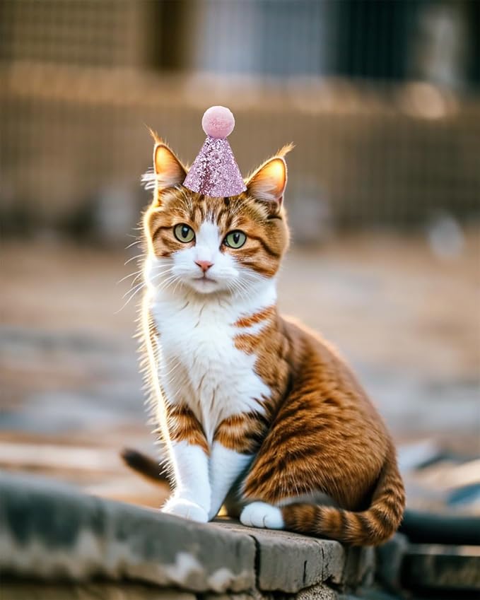 PET SHOW 5 Pack Mini Small Dog Hats Puppy Birthday Party Hats Cats Adjustable Holiday Hats Headband Kitten Hats Pet Grooming Costume Accessories