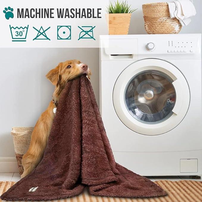 PetAmi Dog & Cat Blanket - Fluffy Soft, Sherpa Fleece, Calming Pet Blanket Throw for Bed, Sofa, Couch - Brown, Large 40x60