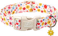 Floral Dog Collar, UP URARA PUP Colorful Floral Adjustable Pet Collar with Flower Charm, Spring Daily Dog Accessories for Small Medium Large Dogs