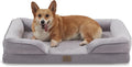 Bedfolks Orthopedic Dog Bed, Waterproof Dog Sofa Bed for Large Dogs, Egg Foam Pet Couch Bed with Removable Washable Cover and Nonslip Bottom, Light Grey