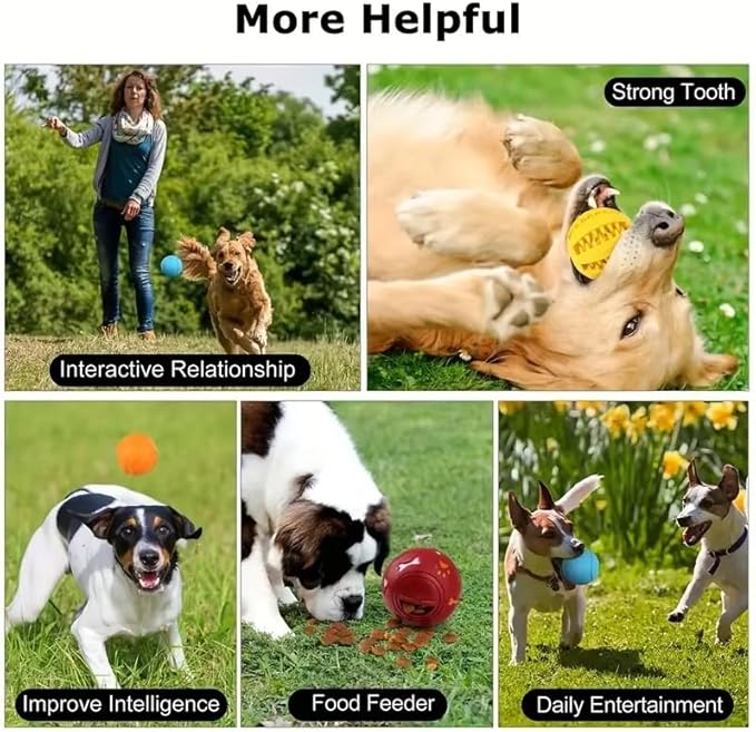 Interactive Pet Toy Balls,Treat Dispensing Ball for Dogs, Dog Balls for Training/Playing/Chewing, Dog Balls for Teeth Cleaning & Massage, Pack of 3 Assorted Colours,3inch/2.5inch/2 inch