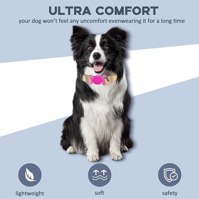 GPS Tracker for Dogs, Mini GPS Pet Tracker with Silicone Cover, IPX8 Waterproof GPS Tracker for Kids,No Monthly Fee,Work with Apple Find My(iOS Only),Dog Tracker Finder Tracker Pets-YGPink-5