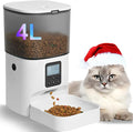 Automatic Cat Feeder, Cat Food Dispenser with 10s Voice Recorder, Pet Feeder up to 8 Meals per Day, Timed Feeder with Dry Food Sealed Ring (Jade White, 4L-Basic)