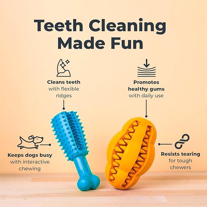 Oxyfresh Dog Dental Chew Toy - Best Dog Teeth Cleaning Toy – A Simple Bite and Brush Toy That Helps Remove Plaque, Cleans Teeth & Freshens Breath Without Brushing - Small