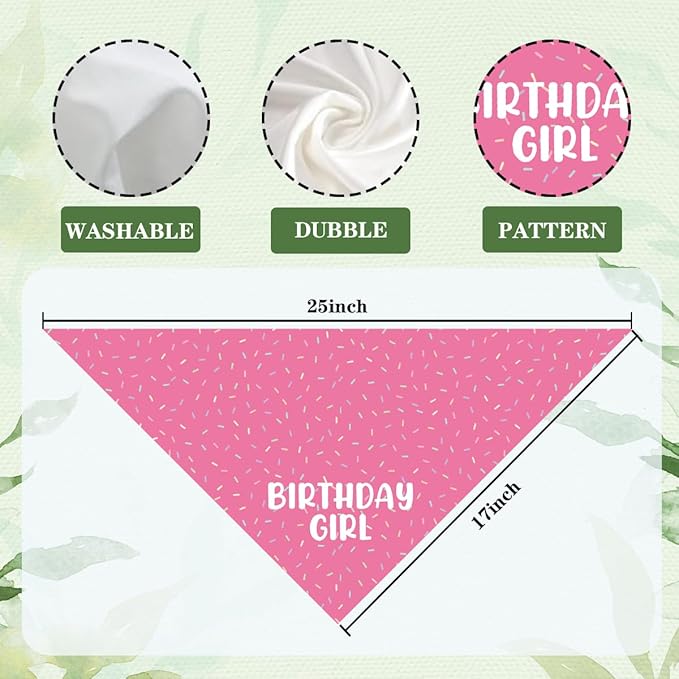 Happy Birthday Dog Bandana, Pink Birthdays Party Pet Scarf, Adjustable Triangle Dog Bandana for Small and Medium Dogs, Fun Party Dogs Accessory for Birthday Celebrations